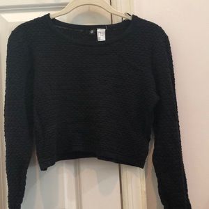 Cute Black Crop Top Sweater